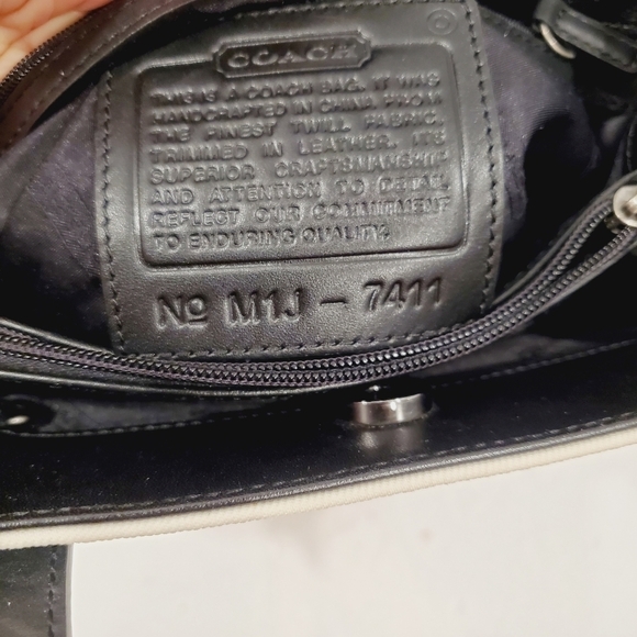 COACH Mercer Nylon & Leather Black & White Shoulder Bag Tote 7411 - Picture 5 of 6